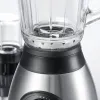 Silver blender with transparent cup body, fruit toppings, lemon green leaves and small accessories Application Scenario